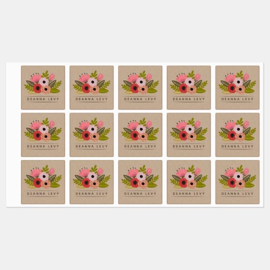 Floral Bouquet Personalized Editable Labels (Vel)