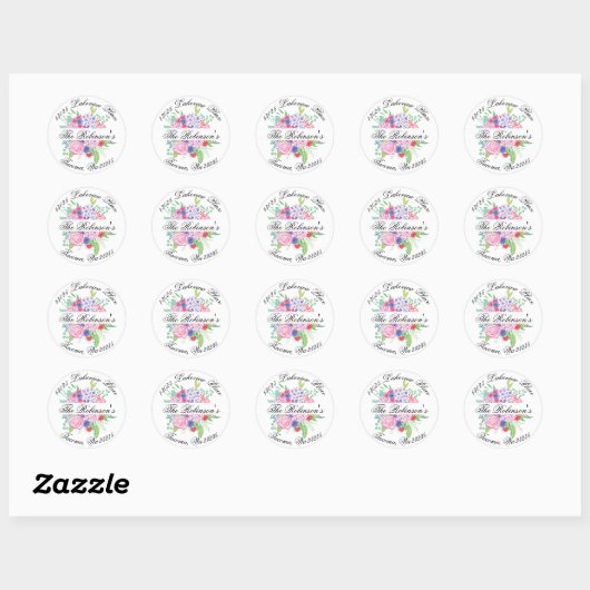 Floral Bouquet Retouradres Label-Seal Ronde Sticker (Vel)