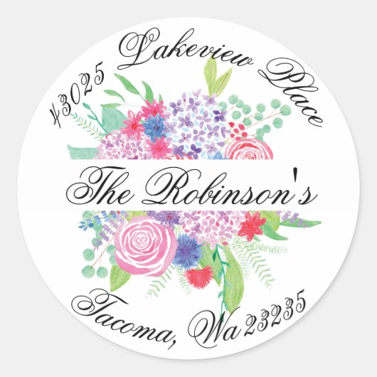 Floral Bouquet Retouradres Label-Seal Ronde Sticker (Voorkant)