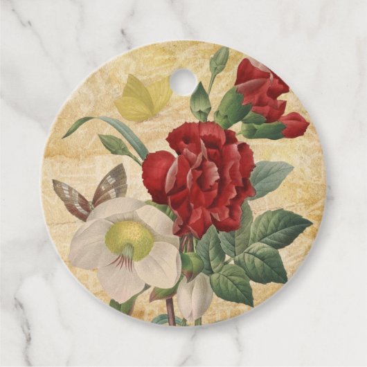 Floral Bouquet, rood en wit  Bedankjes Labels (Voorkant)