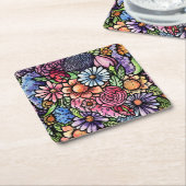 Floral Bouquet Spring Flower Vierkante Kartonnen Onderzetter (Schuin)