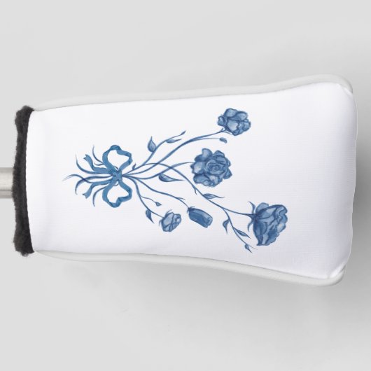 Floral Bouquet With Blue Bow Golf Head Cover (Voorkant)