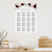 Floral Bourgogne 16 Tables Mariage Tableau de sièg (Cuisine)