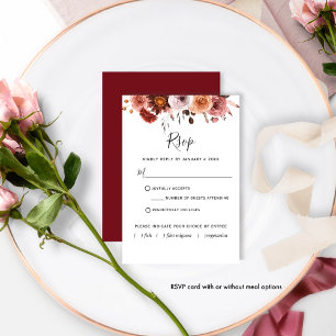 Floral Bourgogne avec/sans repas Carte RSVP