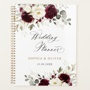 Floral Bourgogne Blanc vert Mariage or