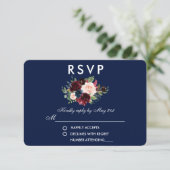 Floral Bourgogne bleu mariage RSVP (Debout devant)