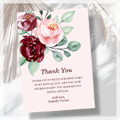 Floral Bourgogne | Carte de remerciements d'annive