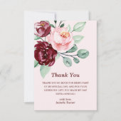 Floral Bourgogne | Carte de remerciements d'annive (Devant)