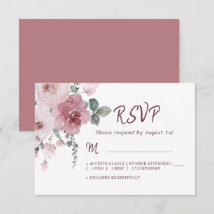 Floral Bourgogne Dusty Rose Mariage RSVP