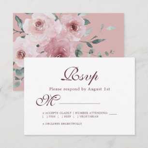 Floral Bourgogne Dusty Rose Mariage RSVP