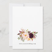 Floral Bourgogne Faire-part de mariage feuillus (Dos)