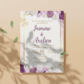 Floral Bourgogne - Faire-part de mariage modifiabl