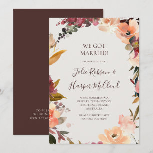 Floral Bourgogne Faire-part Elopement Beige