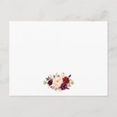 Floral Bourgogne Fête des mariées carte conseil B (Dos)