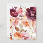 Floral Bourgogne Mariage Date Nuit idées Cartes (Dos)