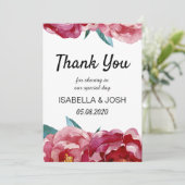 Floral Bourgogne Marsala Peony Merci Cartes (Debout devant)