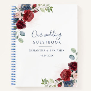 Floral Bourgogne Moderne Mariage de automne Livre