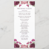 Floral Bourgogne Programme de cérémonie des Mariag (Dos)