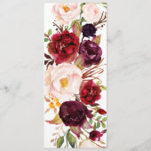 Floral Bourgondië Bruiloft Menu Kaart (Achterkant)