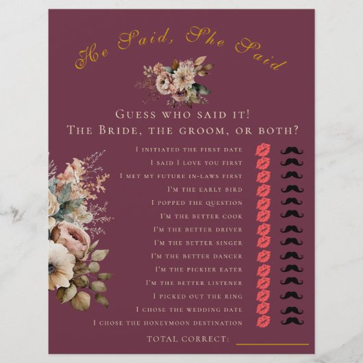 Floral Bourgondië Elegant zei hij Flyer (Voorkant)