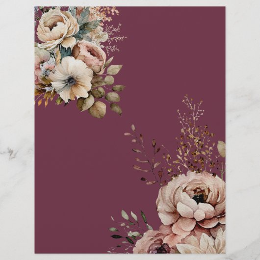 Floral Bourgondië Elegant zei hij Flyer (Achterkant)