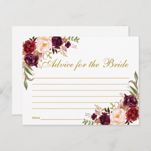 Floral Bourgondië Goud Vrijgezellenfeest Advies Ka Briefkaart (Voorkant / Achterkant)