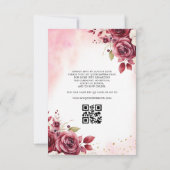 Floral Bourgondië QR Code Princess Quinceanera Kaart (Achterkant)