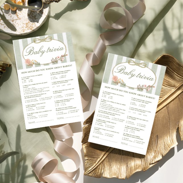 Floral Bow Baby shower Baby Trivia Game (Creator heeft geüpload)