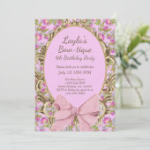  Floral Bow Boutique Birthday Party Kaart (Staand voorkant)