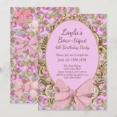  Floral Bow Boutique Birthday Party Kaart (Voorkant / Achterkant)
