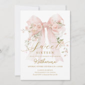 Floral Bow Coquette Sweet sixteen Invitation (Devant)
