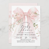 Floral Bow Elegant Bloemenmeisje Baby shower Kaart (Voorkant / Achterkant)