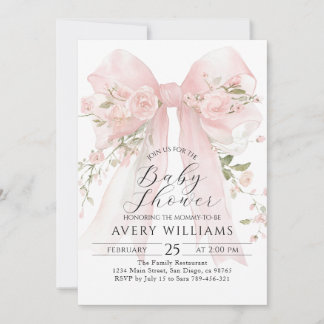 Floral Bow Elegant Bloemenmeisje Baby shower Kaart