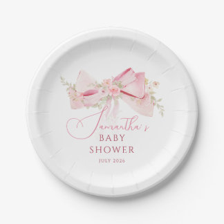Floral Bow Elegant Flower Girl baby shower  Papieren Bordje