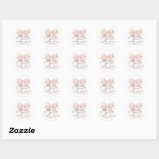Floral Bow Elegant Flower Girl Baby Shower Ronde Sticker (Vel)