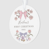 Floral Bows Pink et Purple Baby's First Christmas (devant)