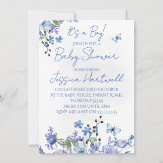 Floral Boy Baby Shower Invitation