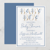 Floral Boy Baby Shower Invitation Kaart (Voorkant / Achterkant)