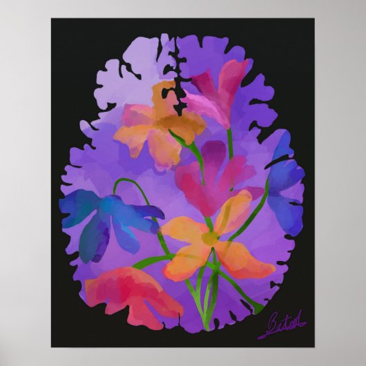 Floral Brain Art Poster (Voorkant)