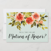 Floral Branché Serez-Vous Ma Carte Matron D'Honneu (Devant)