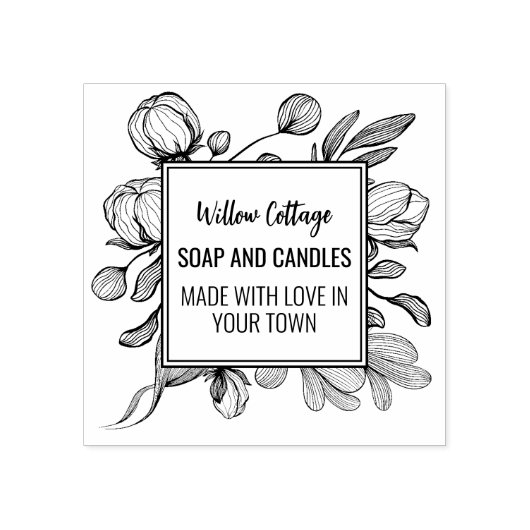 Floral branding Made with Love Rubberstempel (Afrduk)