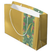 Floral Brass-like Monogram Gift Bag Groot Cadeauzakje (Achterkant Gekanteld)