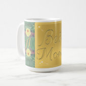 Floral Brass-like Monogram Mok "Beste mama" (Voorkant links)