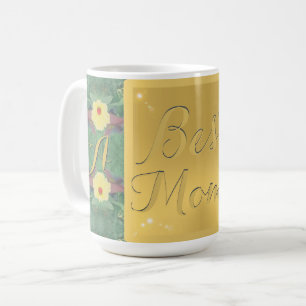 Floral Brass-like Monogram Mok "Beste mama"