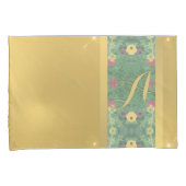 Floral Brass-like Monogram Pillowcase Kussensloop (Voorkant-Rechts)