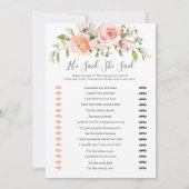 Floral Bridal Bingo / hij zei, ze zei spelletjes Kaart (Achterkant)