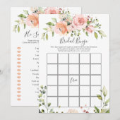 Floral Bridal Bingo / hij zei, ze zei spelletjes Kaart (Voorkant / Achterkant)