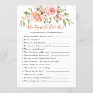 Floral Bridal Bingo/Wie kent de Bruid beste spelle Kaart