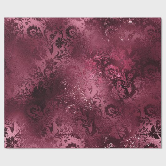 Floral Bridal bruiloft Birthday Glitter Bourgundy Cadeaupapier (Vlak)