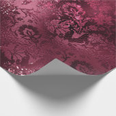 Floral Bridal bruiloft Birthday Glitter Bourgundy Cadeaupapier (Hoek)